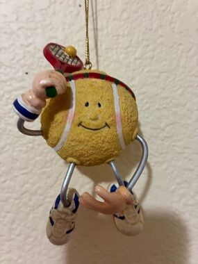 Smiling Tennis Ball Ornament - Yellow